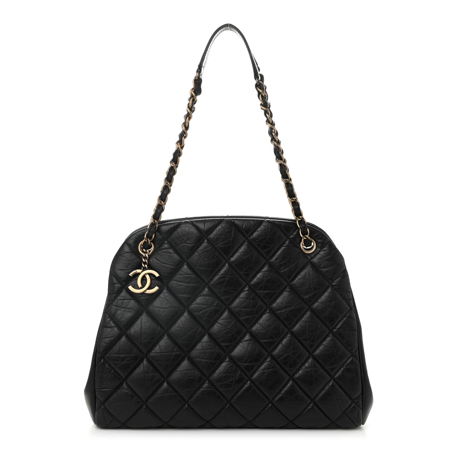 Chanel Aged Calfskin Large Just Mademoiselle Bowling Bag Black 1 of 10