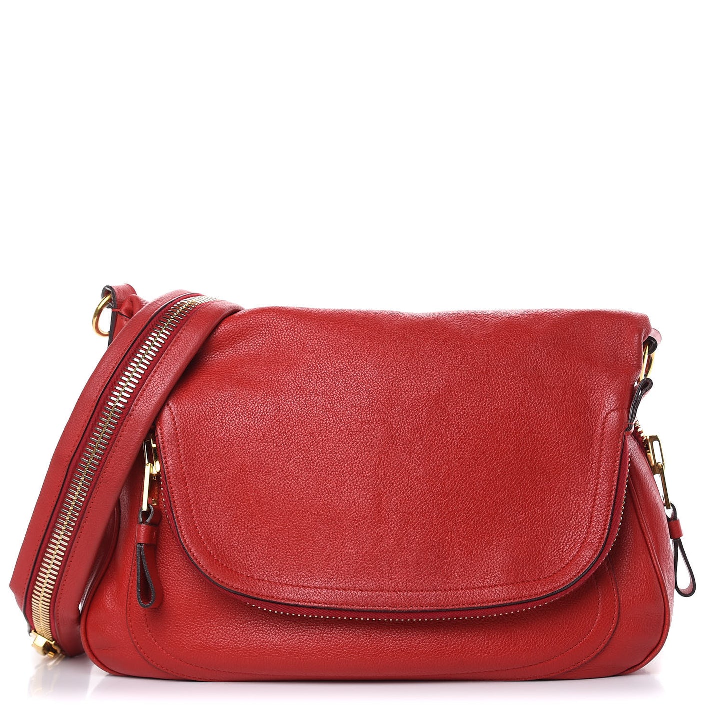 Pebbled Calfskin Large Jennifer Flame Red
