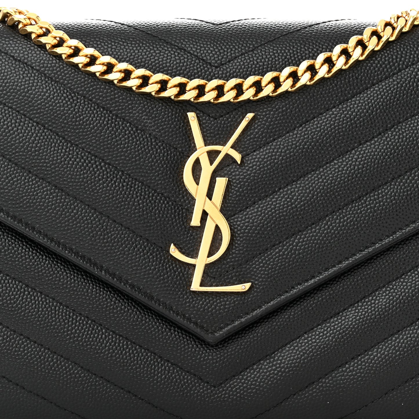 Grain De Poudre Matelasse Chevron Monogram Chain Wallet Black