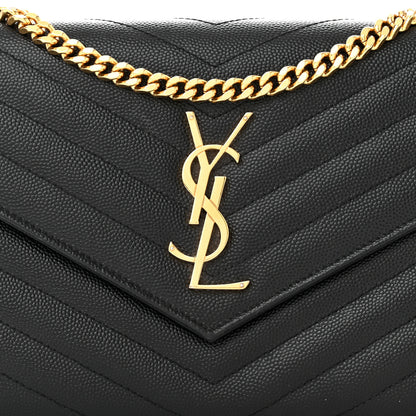 Saint Laurent Grain De Poudre Matelasse Chevron Monogram Chain Wallet Black 8 of 10