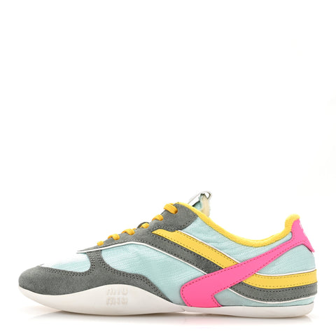 Technical Fabric Suede Gymnasium Sneakers 37 Anise Fuchsia