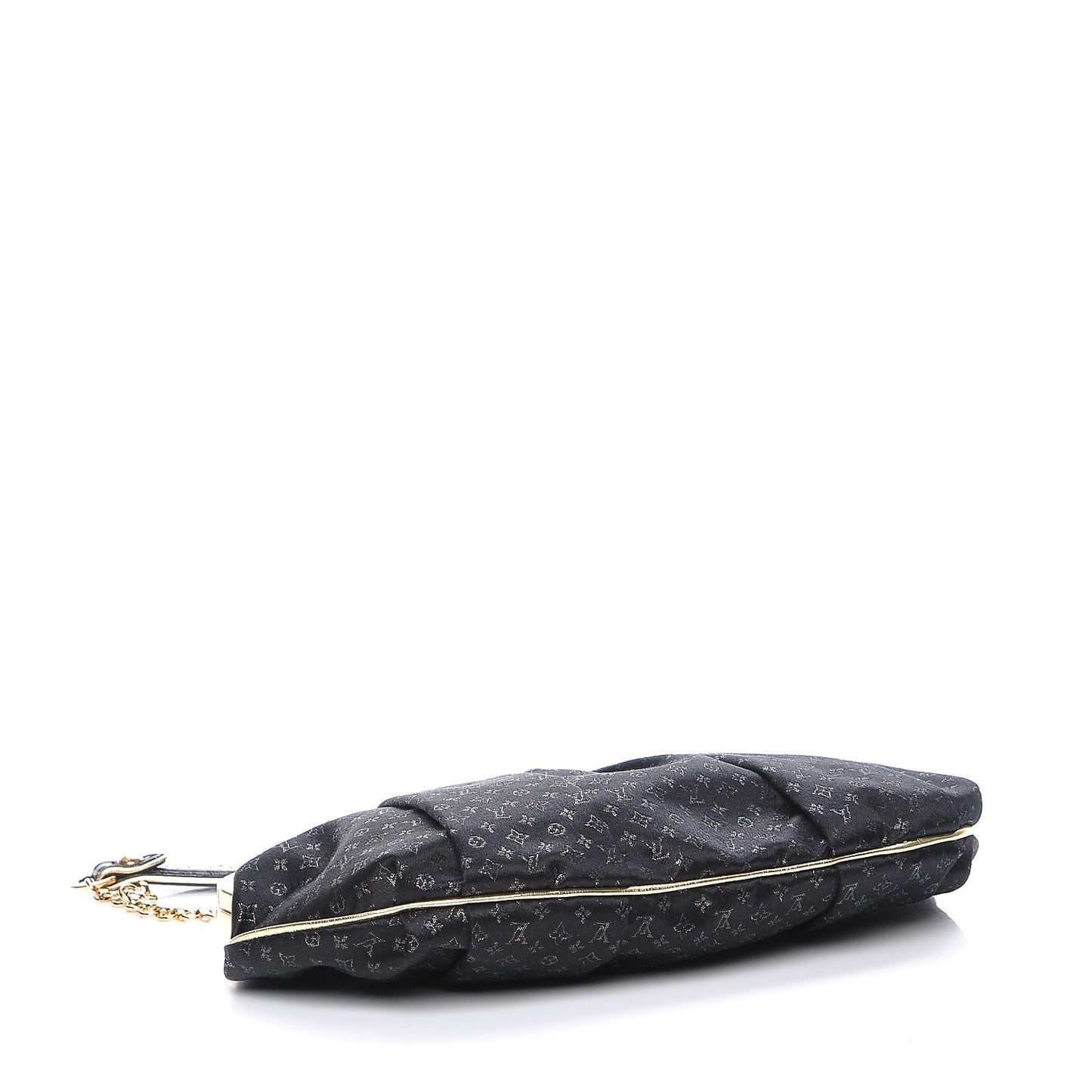 Satin Monogram Aumoniere Clutch Black