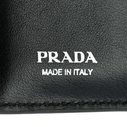 Prada Brushed Calfskin Small Triangle Bi-Fold Wallet Black 6 of 8