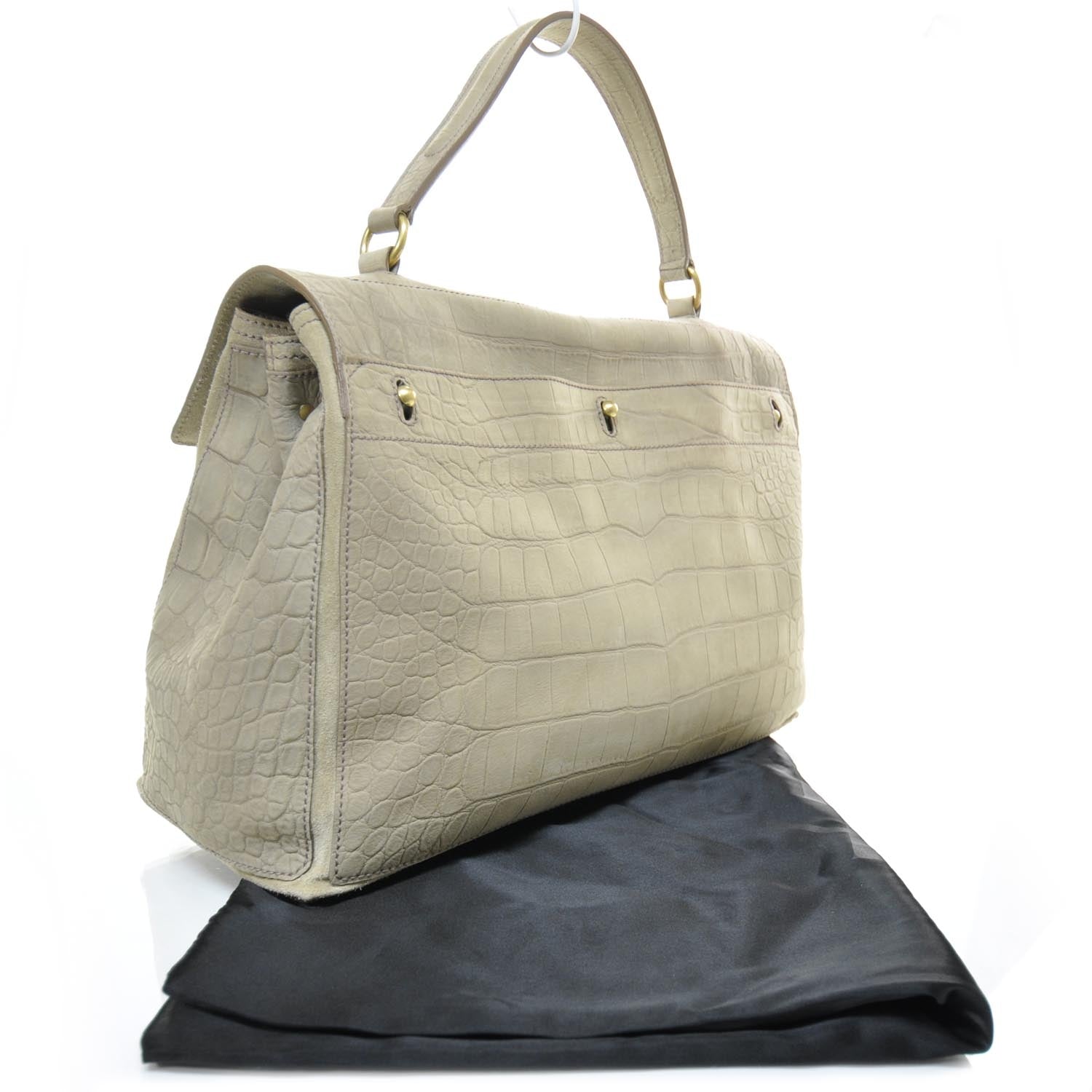 Saint Laurent Suede Crocodile Embossed Large Muse Two Beige 2 of 11