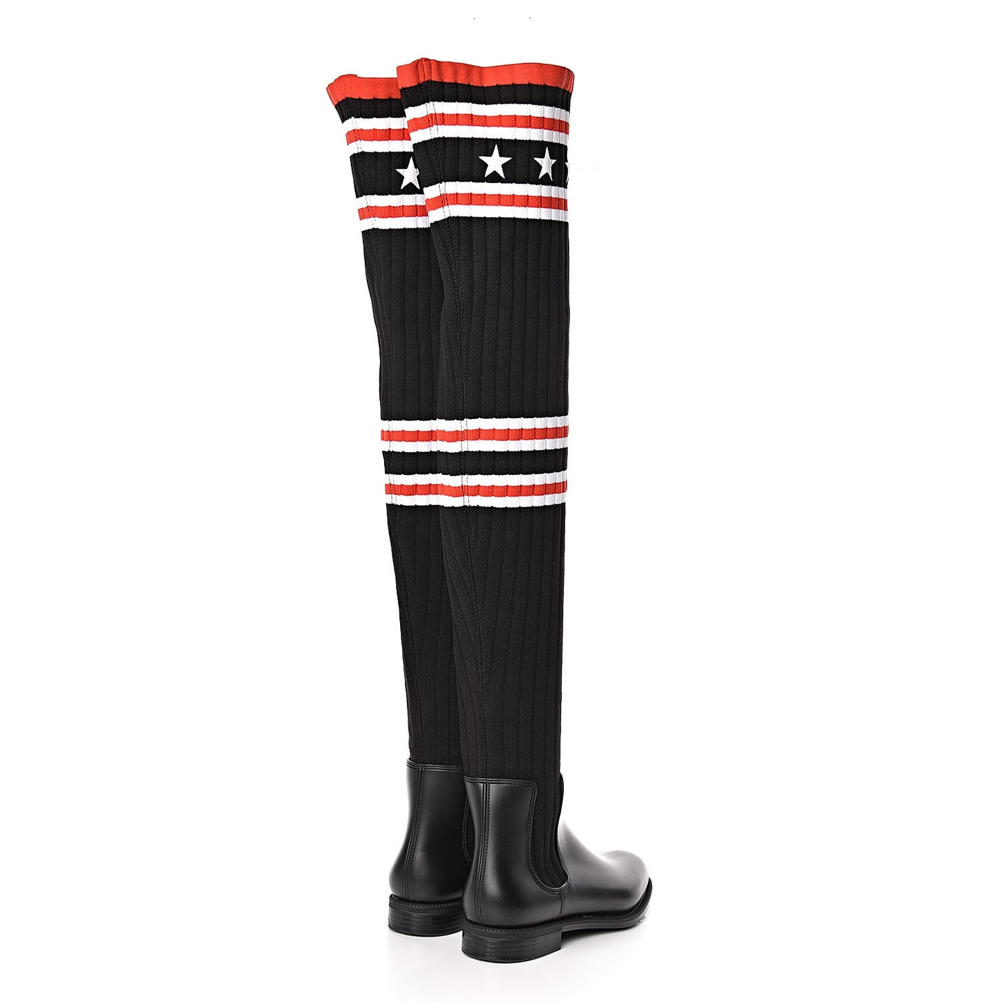 Knit Rubber Storm Over The Knee Boots 37 Black