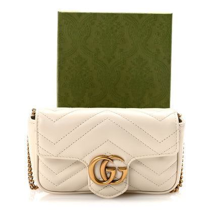 Gucci Calfskin Matelasse Super Mini GG Marmont Shoulder Bag White 10 of 10
