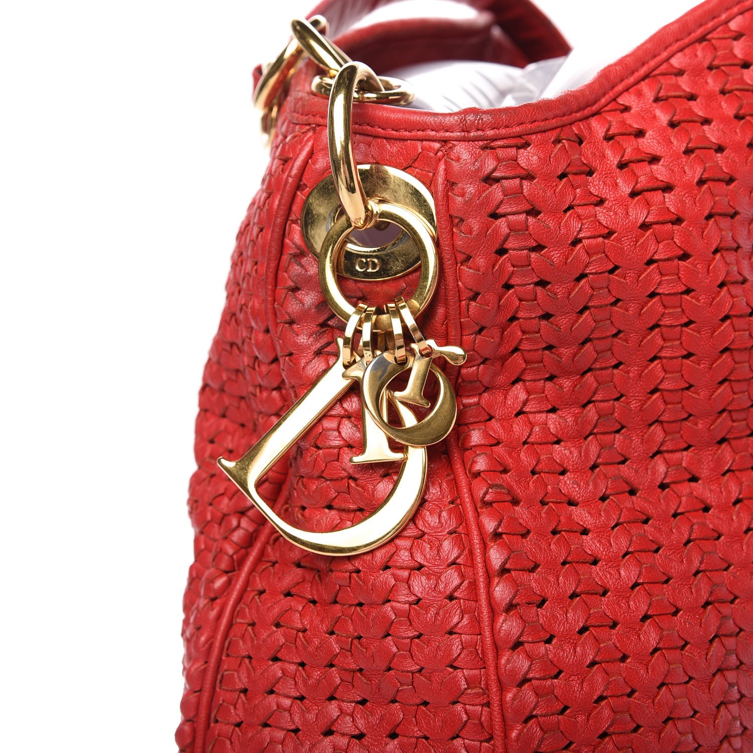Christian Dior Lambskin Woven Dior Soft Hobo Rouge Moyen 11 of 13