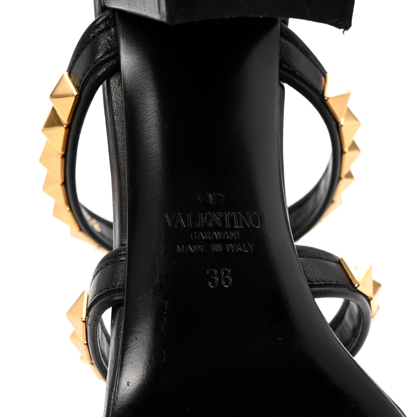 Calfskin Rockstud 60mm Caged Slide Sandals 38 Black