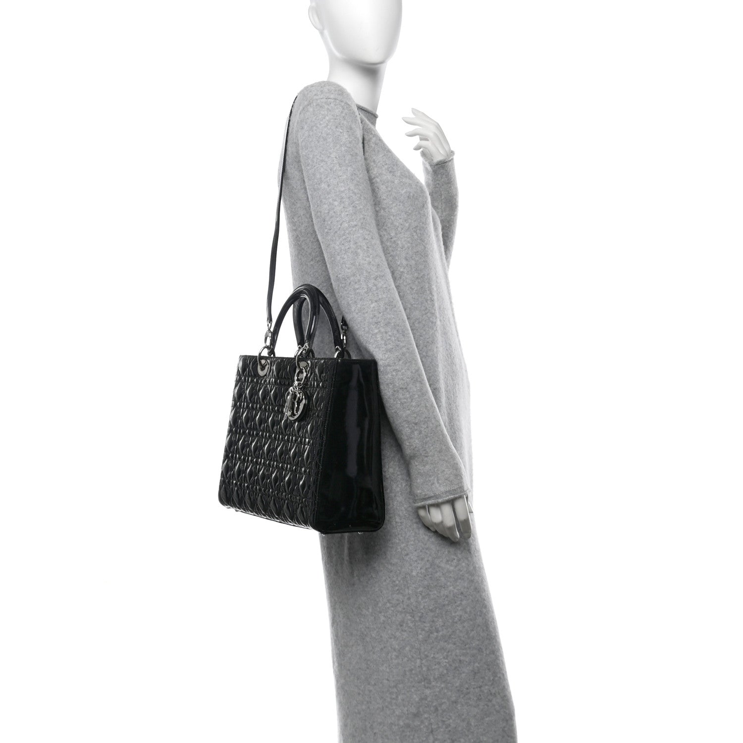 Christian Dior Patent Cannage Large Lady Dior Black 3 of 15