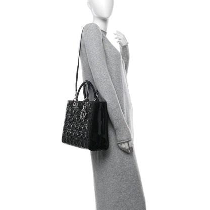 Christian Dior Patent Cannage Large Lady Dior Black 3 of 15