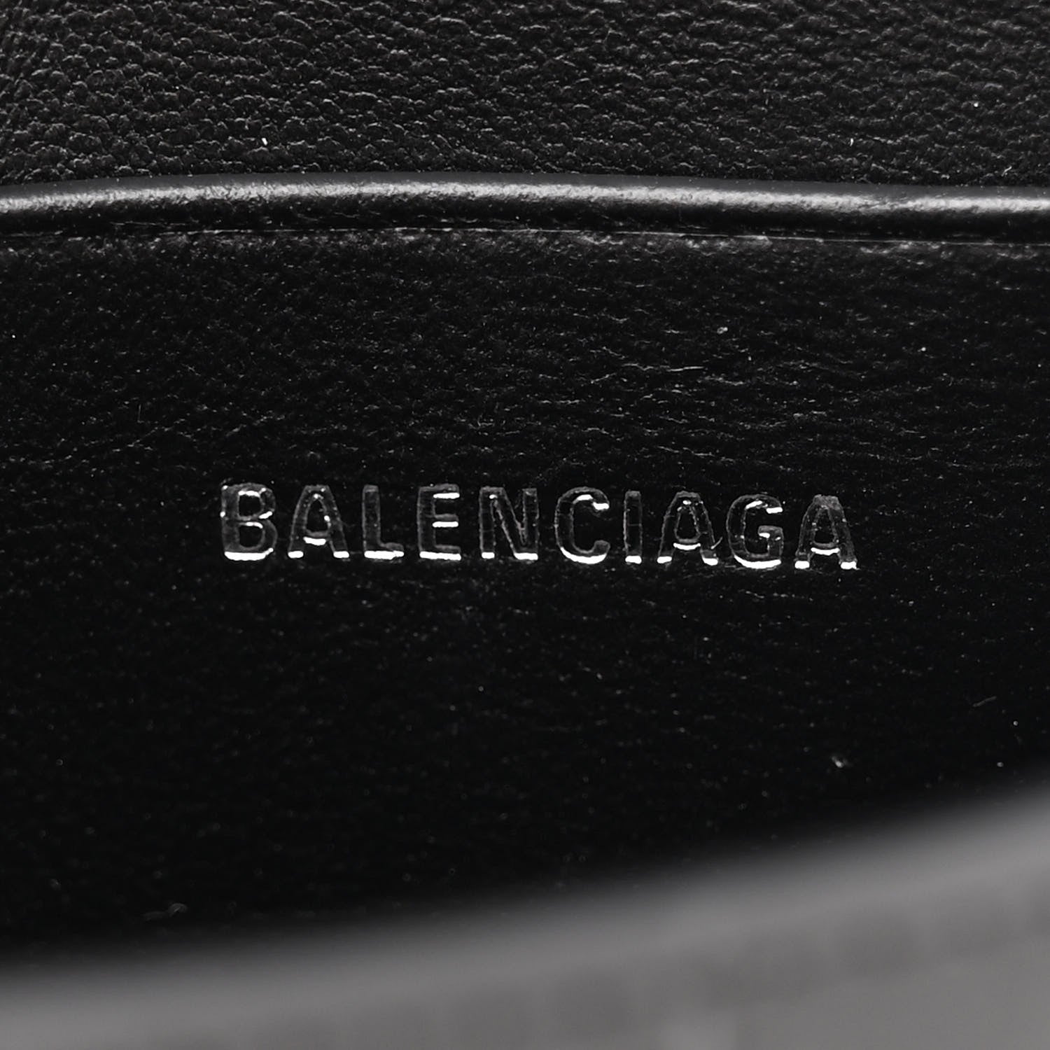 Balenciaga Shiny Calfskin Monochrome Crocodile Embossed Hourglass Top Handle Bag Mini with Chain Black 6 of 9