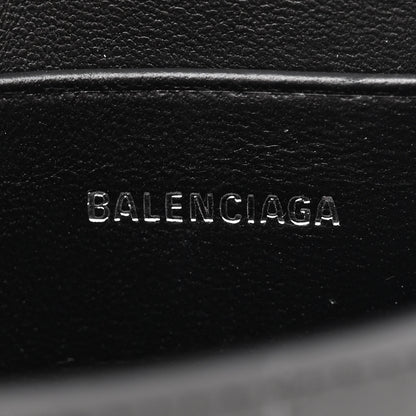 Balenciaga Shiny Calfskin Monochrome Crocodile Embossed Hourglass Top Handle Bag Mini with Chain Black 6 of 9