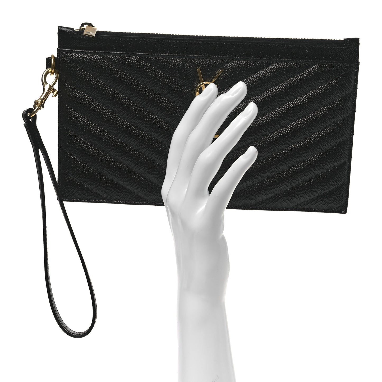 Grain De Poudre Chevron Monogram Large Bill Pouch Black