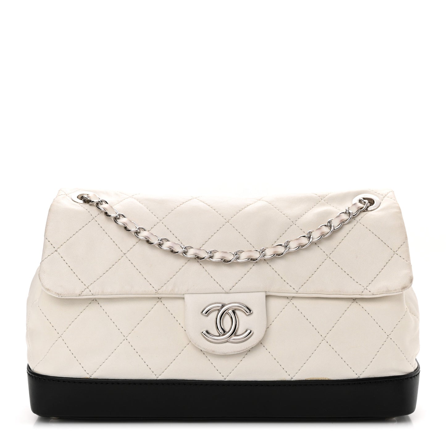 Calfskin Quilted VIP Flap White Black