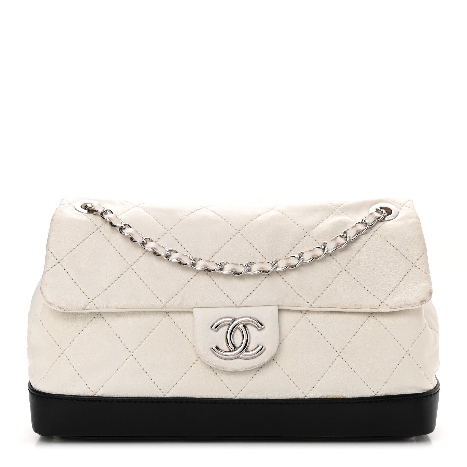 Chanel Calfskin Quilted VIP Flap White Black 1 of 21