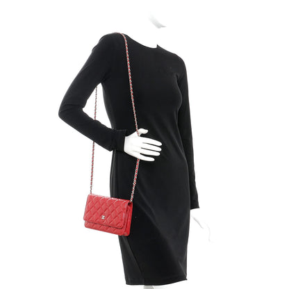 Chanel Caviar Quilted Wallet On Chain WOC Dark Pink 2 of 9