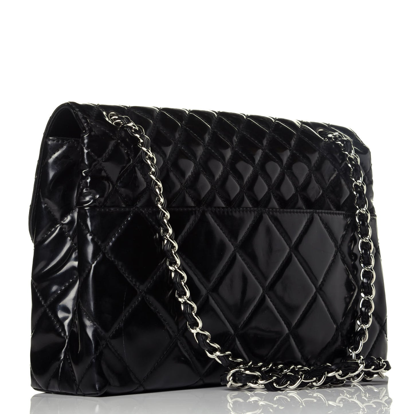 Vinyl Quilted In the Business Flap Bag Black