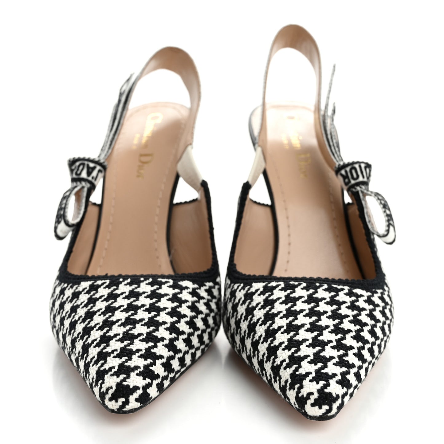 Micro PDP Cotton Houndstooth J'Adior Slingback 100mm Pumps 39 Black White