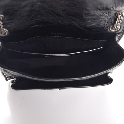 Saint Laurent Crinkled Calfskin Matelasse Monogram Baby Niki Chain Satchel Black 5 of 8