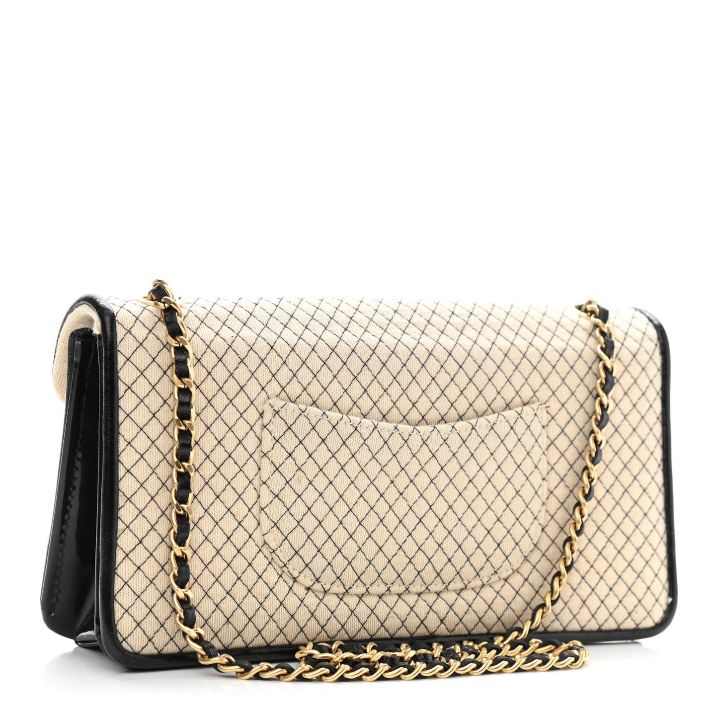 Patent Jersey Quilted Small Flap Ivory Black