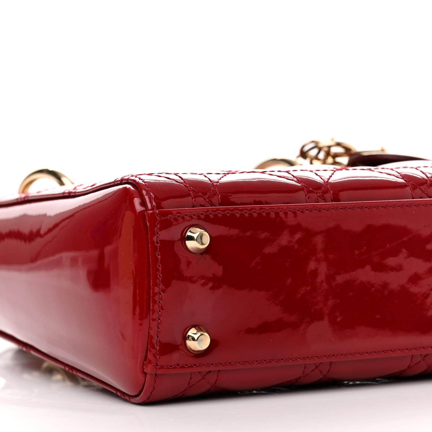 Christian Dior Patent Cannage Mini Lady Dior Red 9 of 10