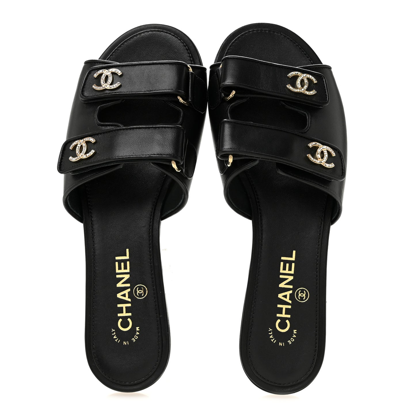 Lambskin Velcro Mules 39 Black