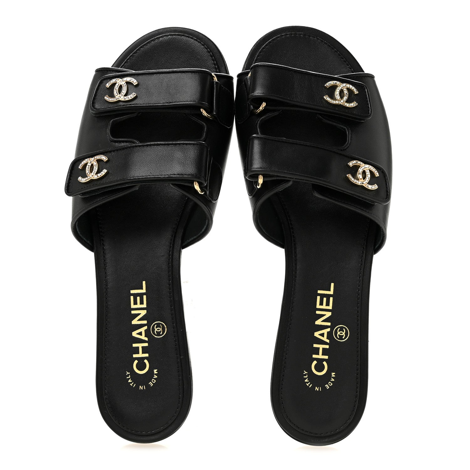 Chanel Lambskin Velcro Mules 39 Black 2 of 10