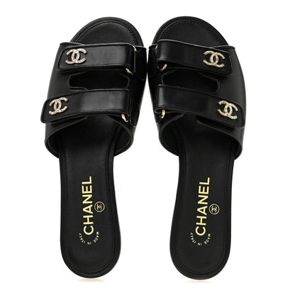 Chanel Lambskin Velcro Mules 39 Black 2 of 10