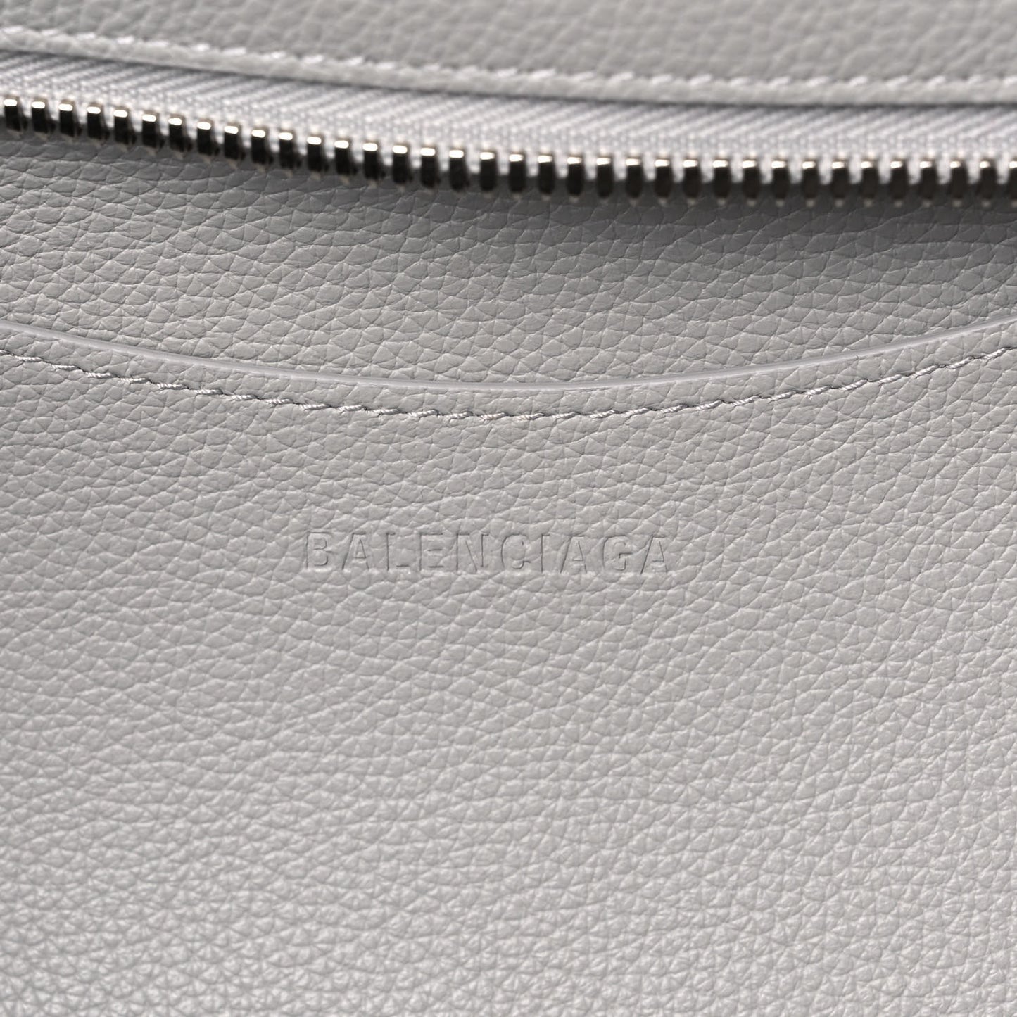 Grained Calfskin Neo Classic Silver Hardware Large Top Handle Bag Light Grey