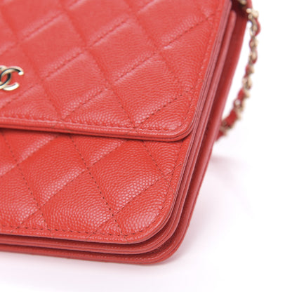 Chanel Caviar Quilted Square Wallet On Chain WOC Red 10 of 12