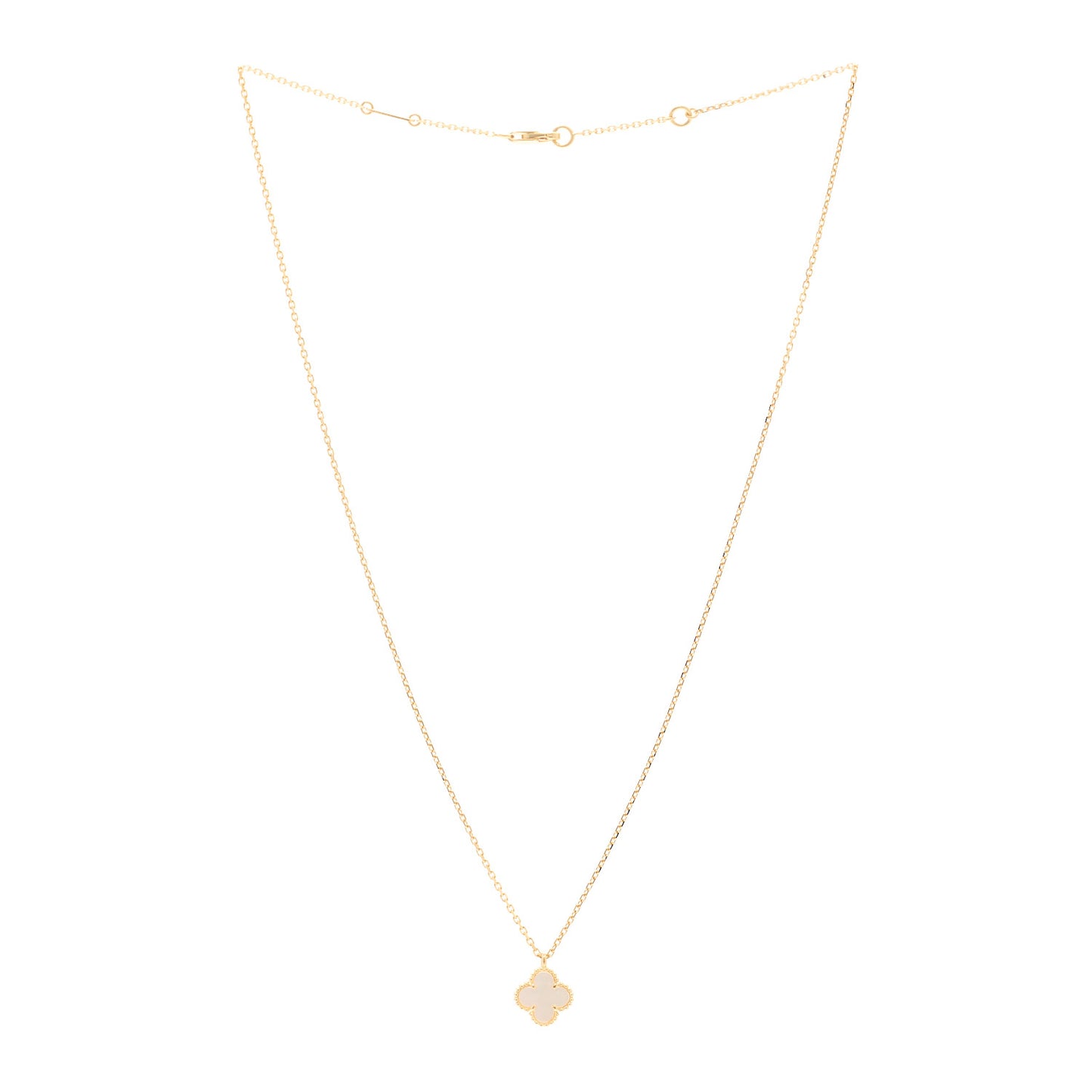 18K Yellow Gold Mother of Pearl Sweet Alhambra Pendant Necklace