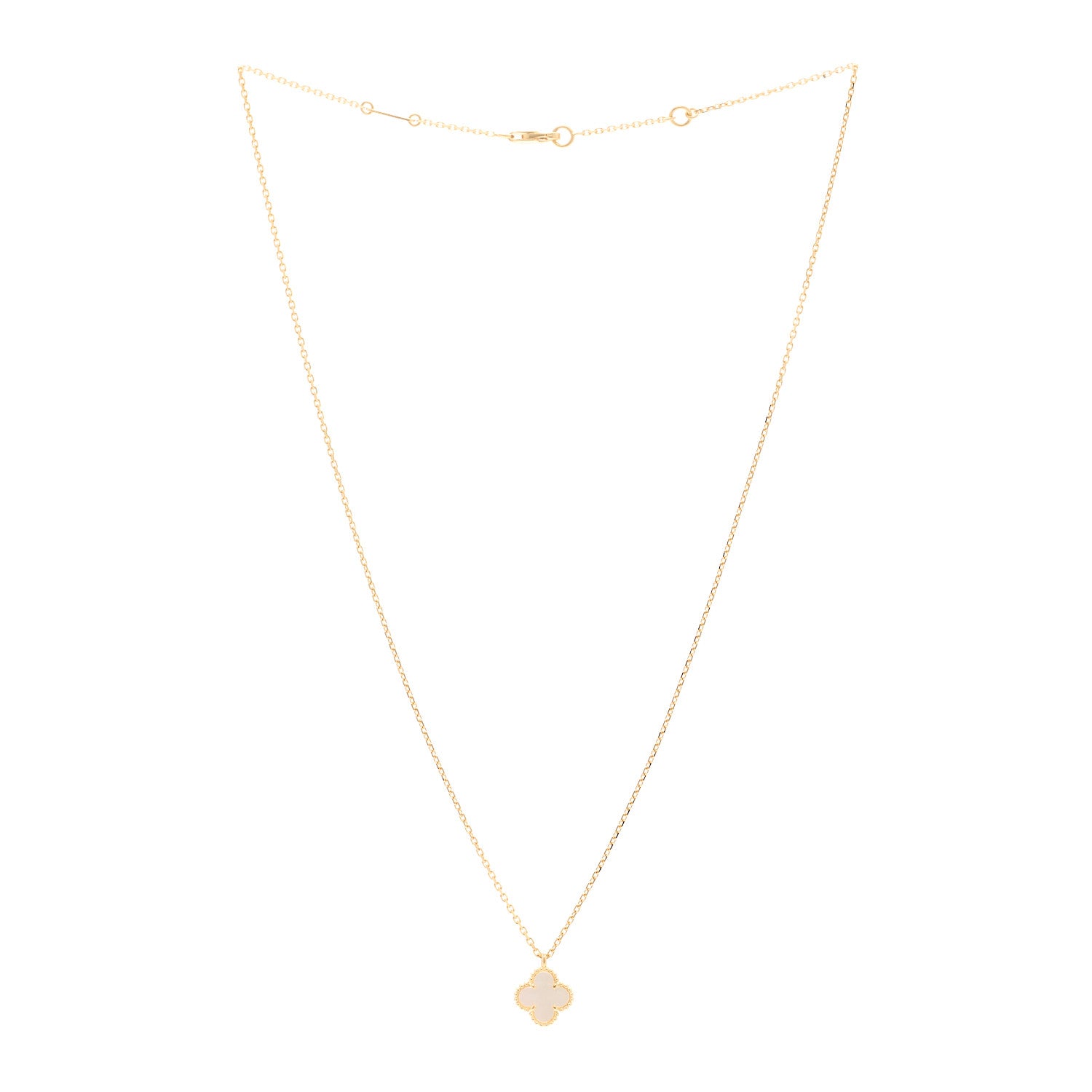 Van Cleef & Arpels 18K Yellow Gold Mother of Pearl Sweet Alhambra Pendant Necklace 3 of 5