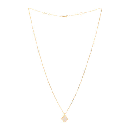 Van Cleef & Arpels 18K Yellow Gold Mother of Pearl Sweet Alhambra Pendant Necklace 3 of 5