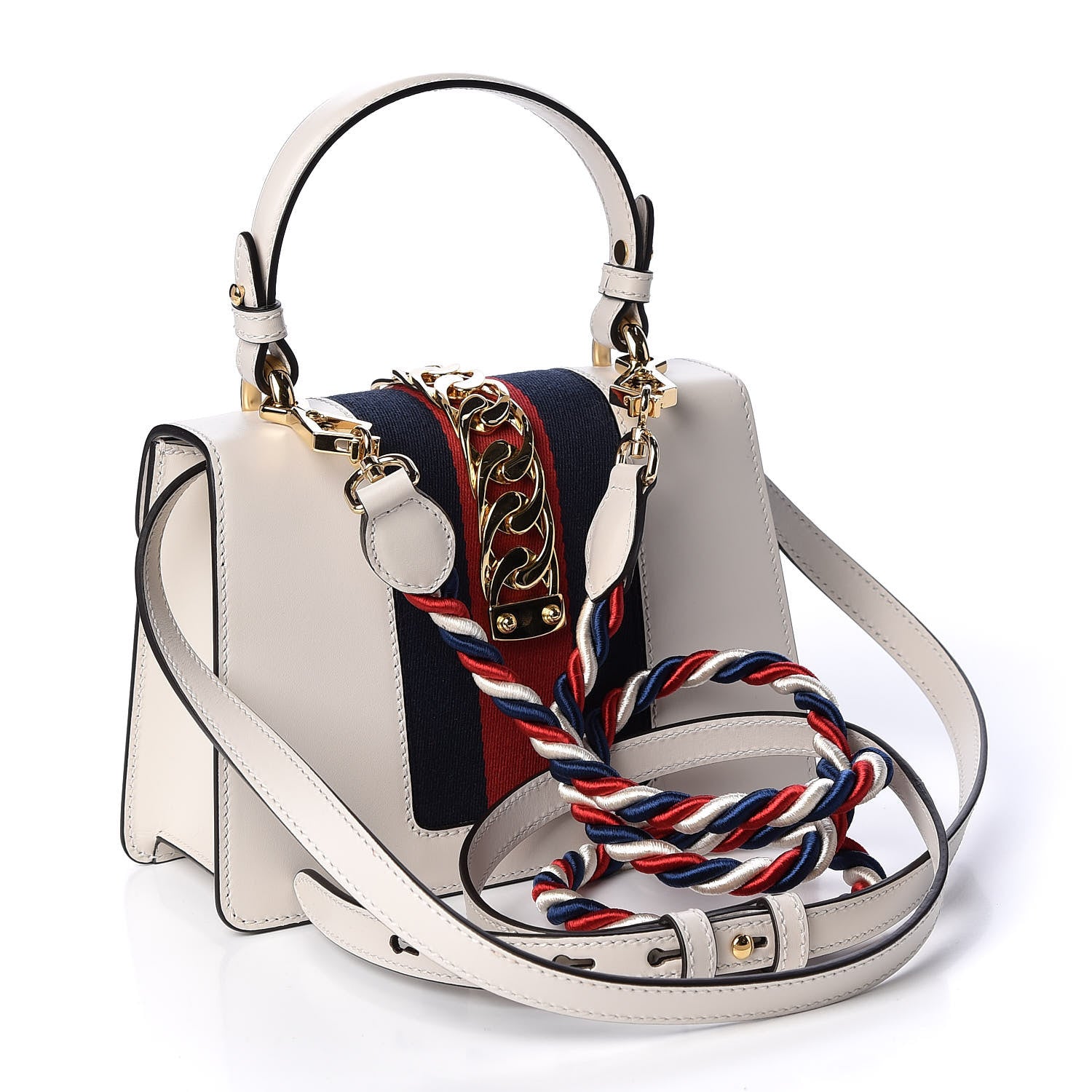 Gucci Calfskin Mini Sylvie Top Handle Bag White 2 of 9