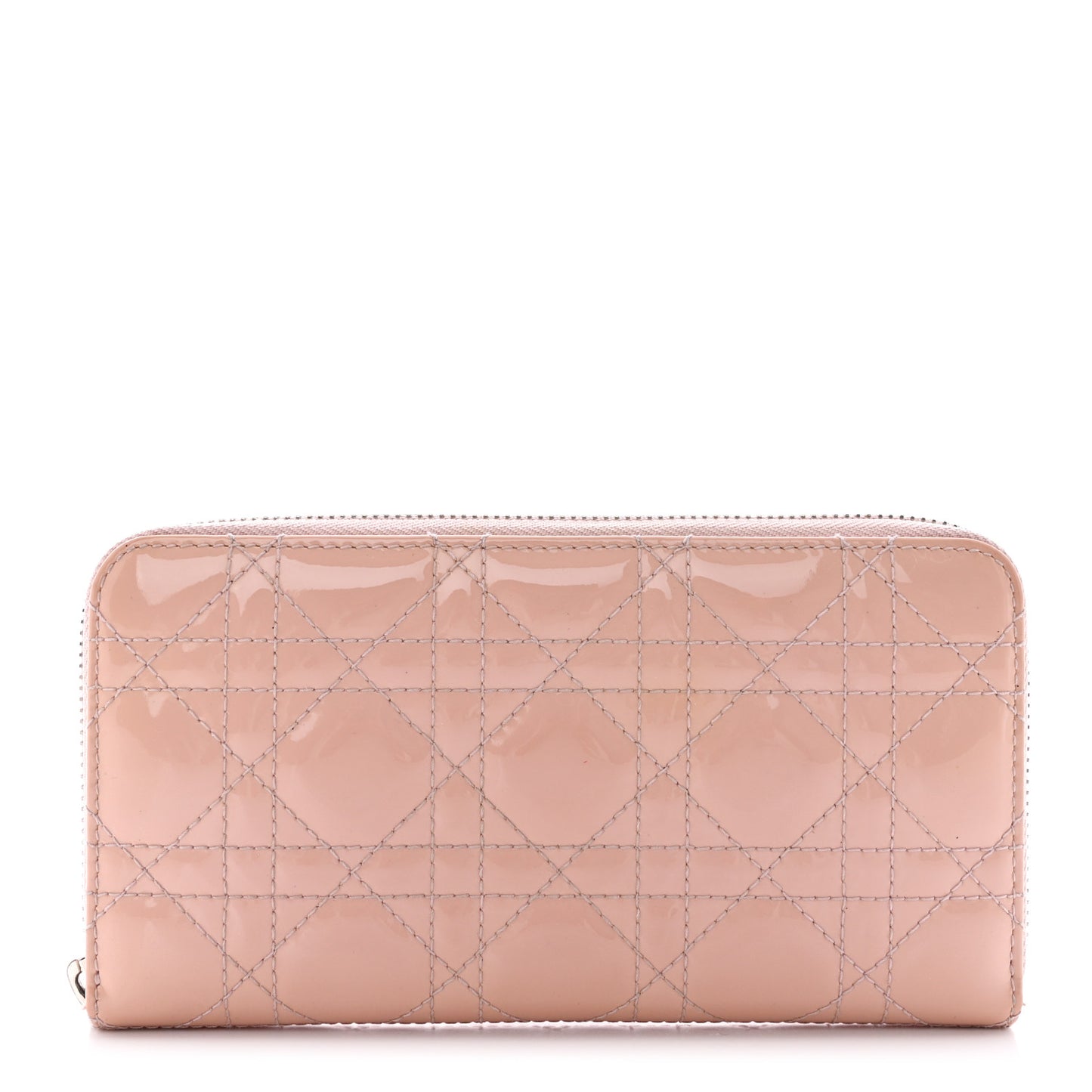 Patent Cannage Lady Dior Continental Zip Wallet Pink