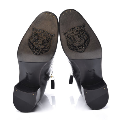 Gucci Goatskin Kitten Chain Horsebit Ankle Boots 39 Black 6 of 10