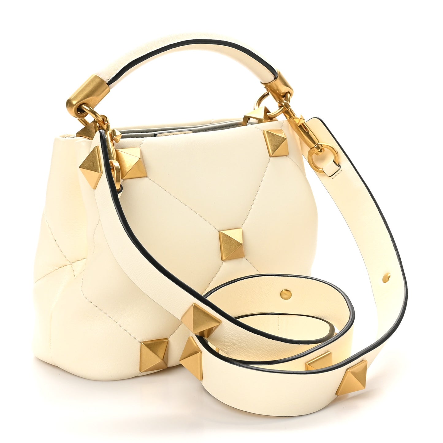 Nappa Mini Roman Stud The Handle Bag Ivory
