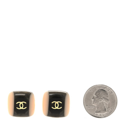 Chanel Resin CC Clip On Earrings Black White 2 of 5