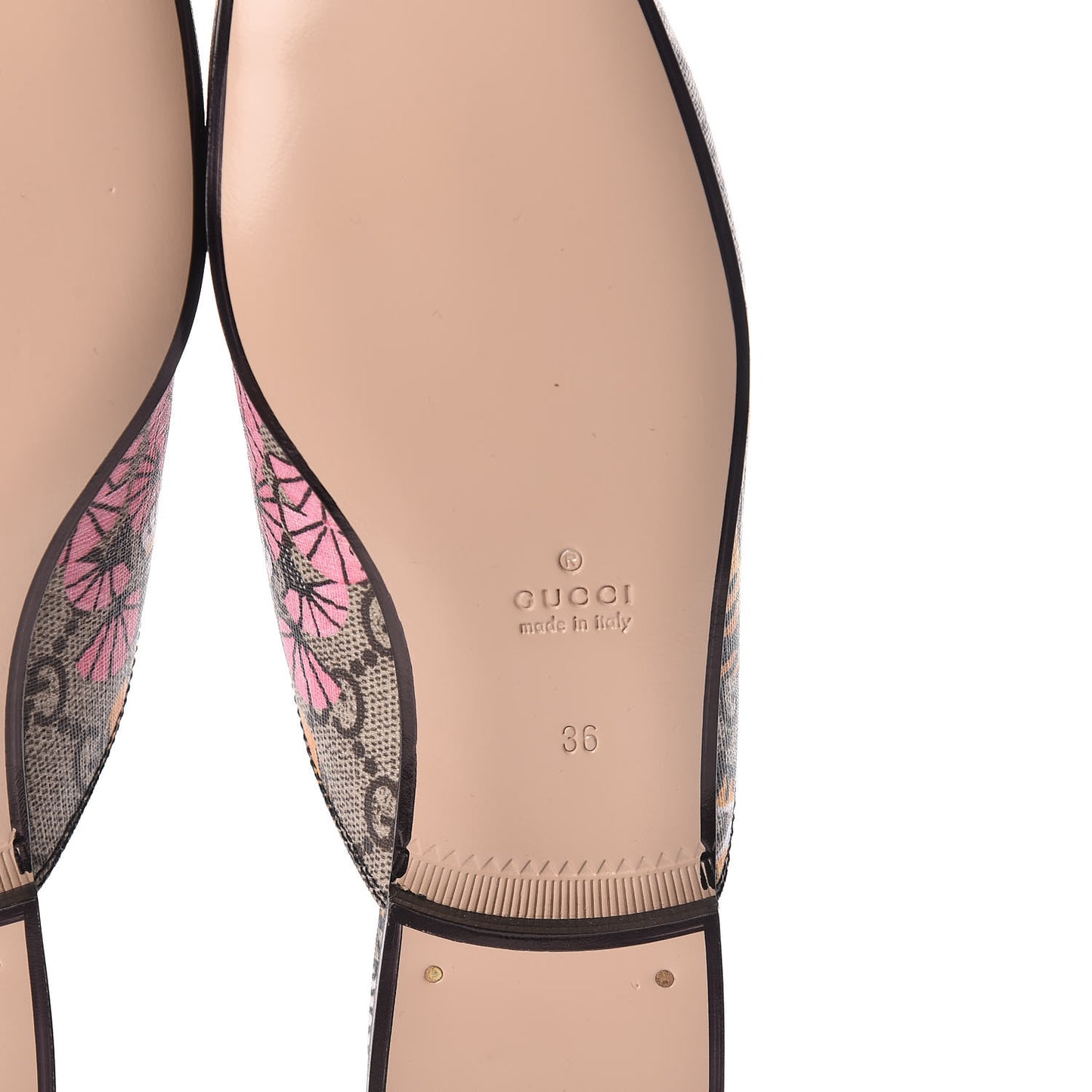 GG Supreme Monogram Bengal Womens Princetown Slippers 36 Beige Crop Pink