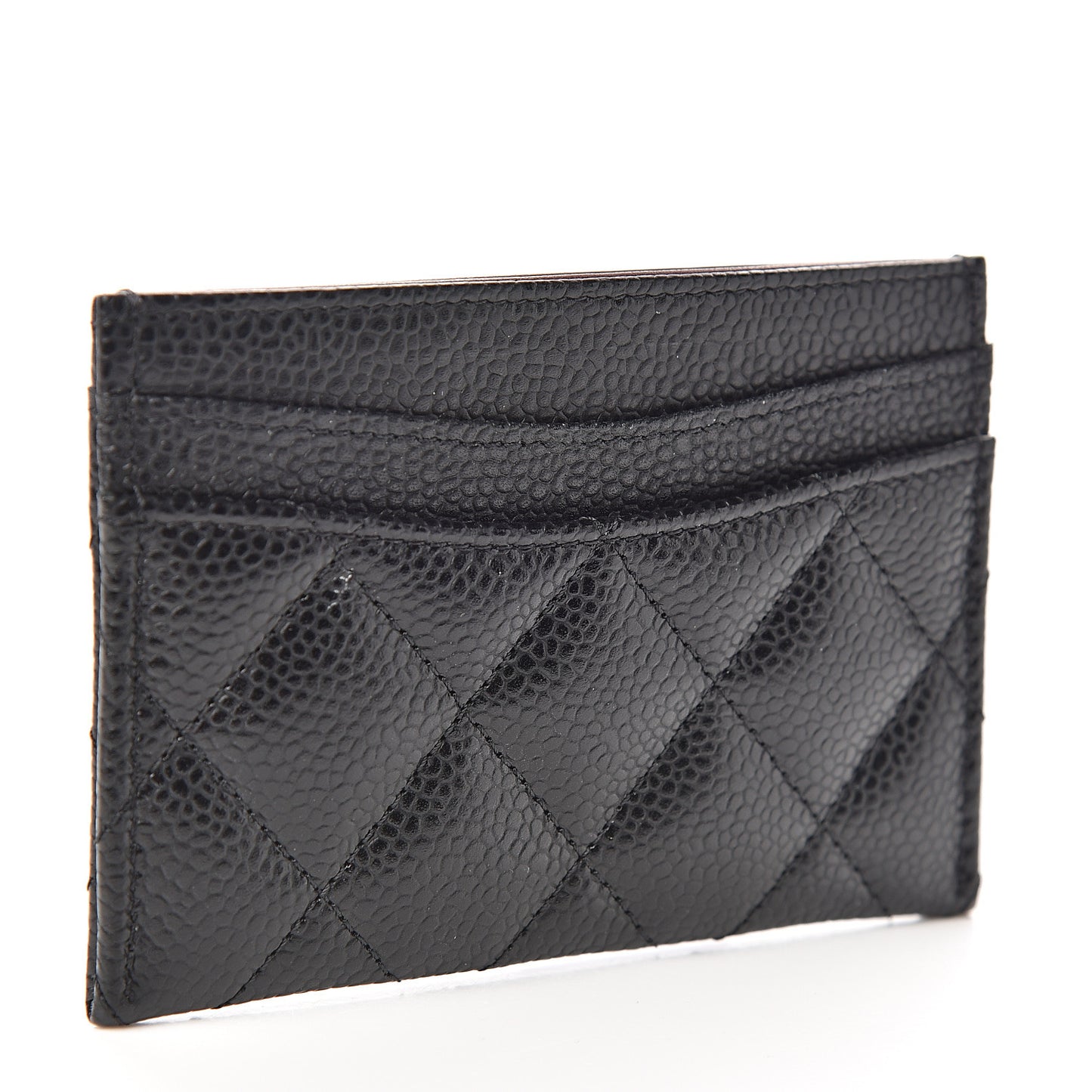 Caviar Quilted Card Holder Black