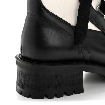 Christian Dior Calfskin Knit Fabric Diorland Combat Boots 38 Black White 10 of 11