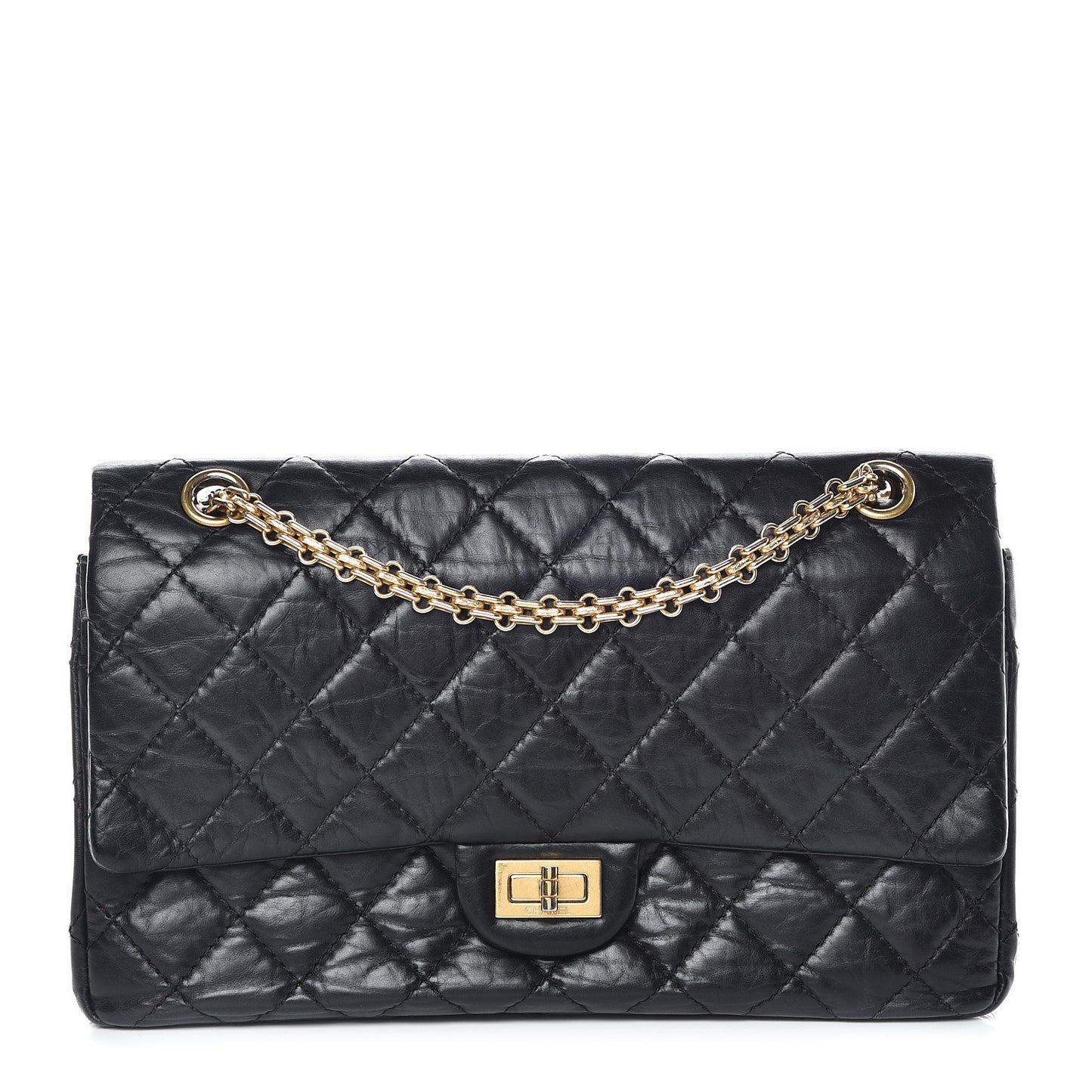 Aged Calfskin Quilted 2.55 Reissue 226 Flap Black