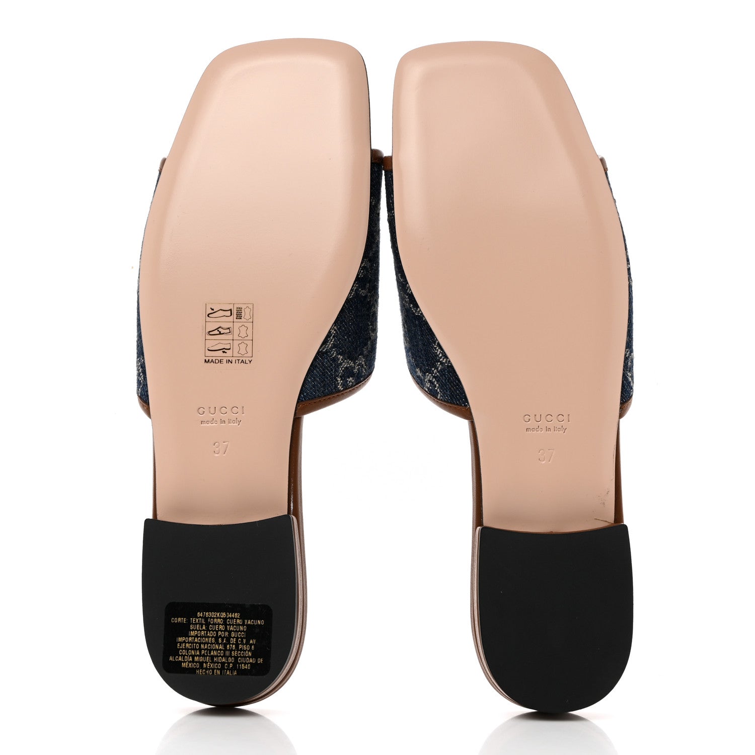 Gucci New Denim GG Monogram Miro Soft Calfskin Jolie Slide Sandals 37 Blue Tea Cuir Epilog 5 of 11