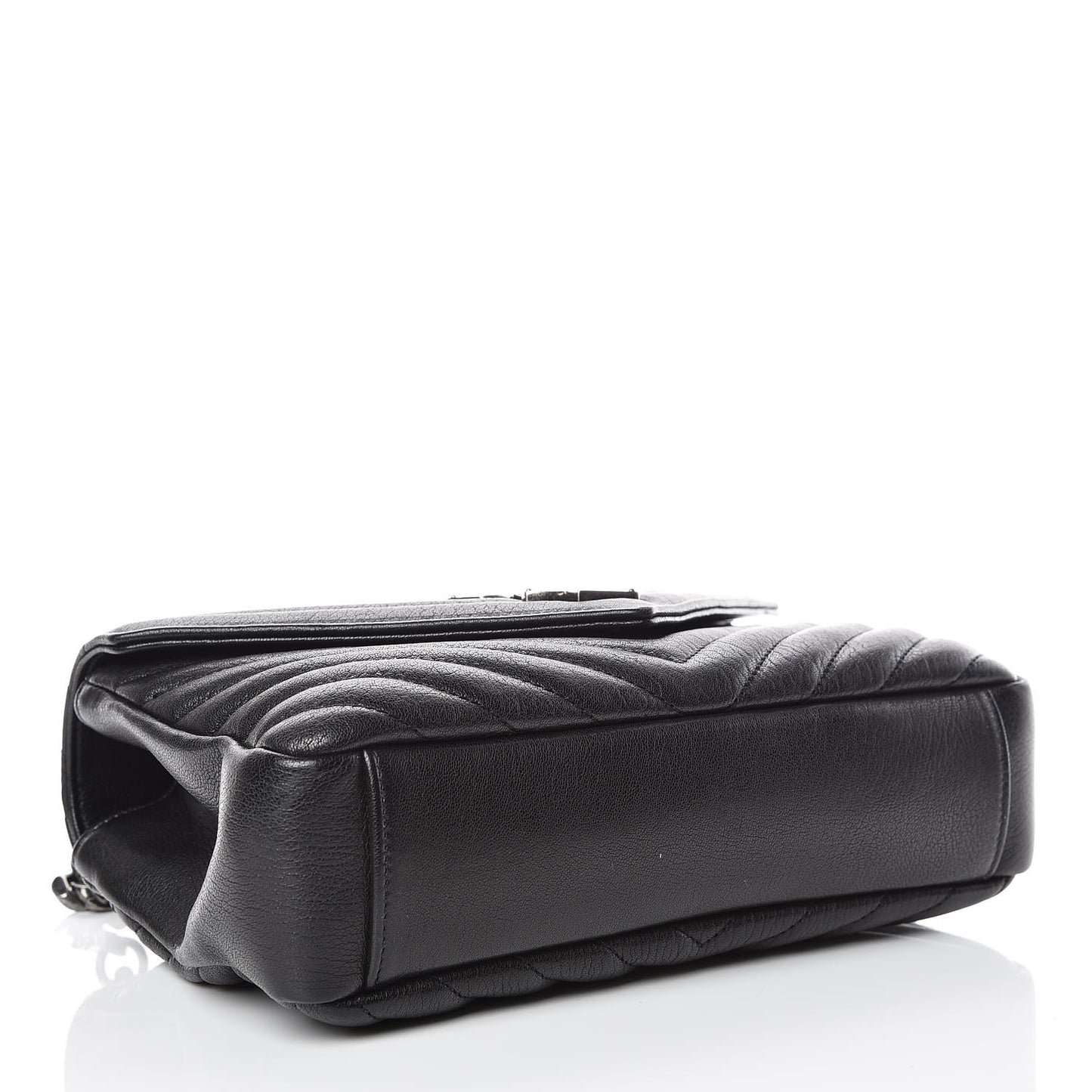 Sheepskin Matelasse Chevron Monogram Medium College Bag Black
