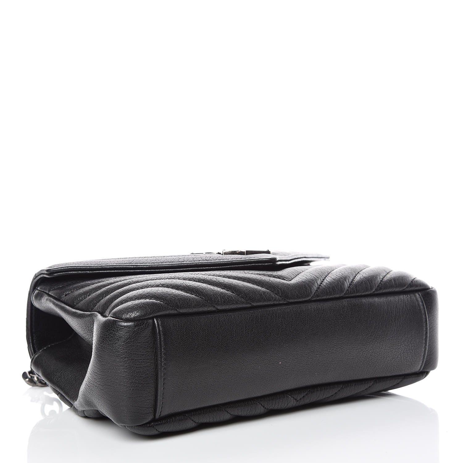 Saint Laurent Sheepskin Matelasse Chevron Monogram Medium College Bag Black 7 of 16