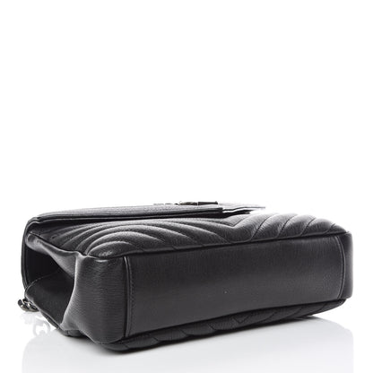 Saint Laurent Sheepskin Matelasse Chevron Monogram Medium College Bag Black 7 of 16