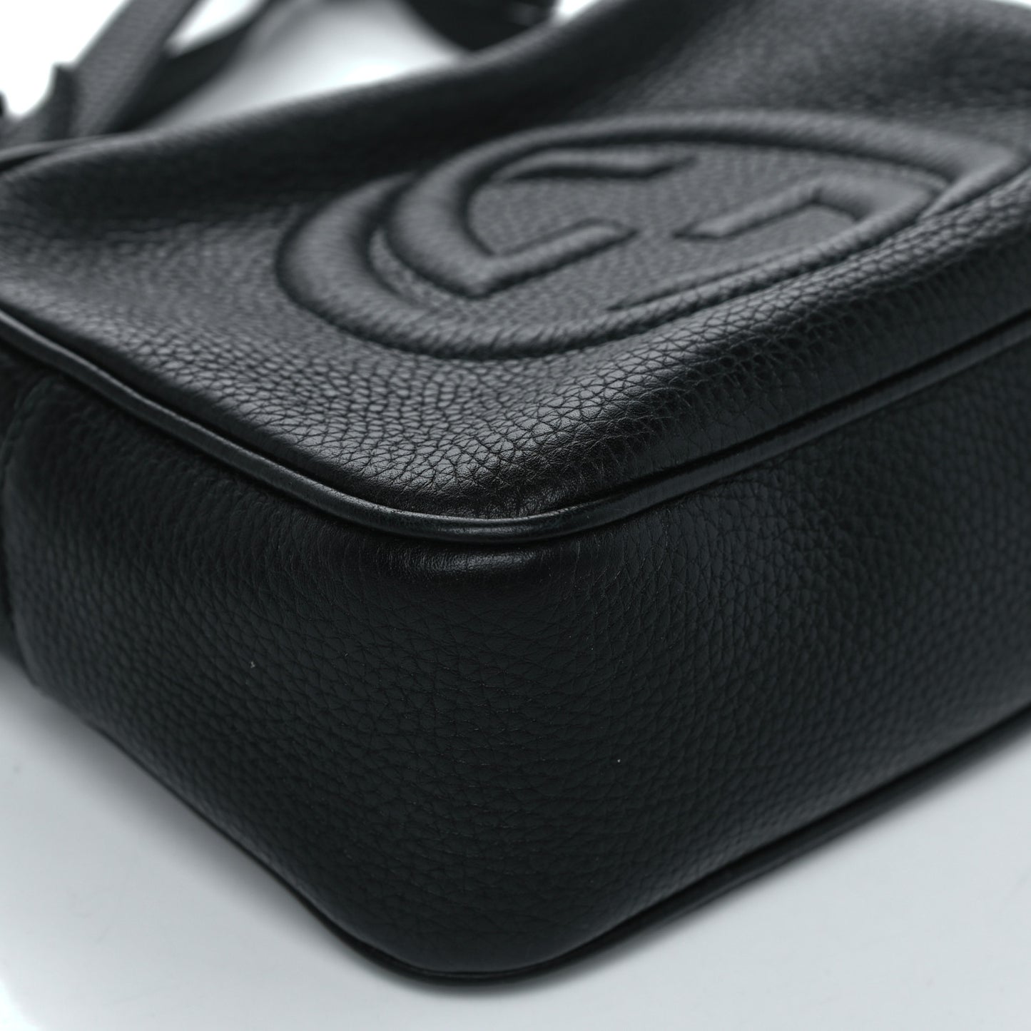 Pebbled Calfskin Small Soho Disco Bag Black