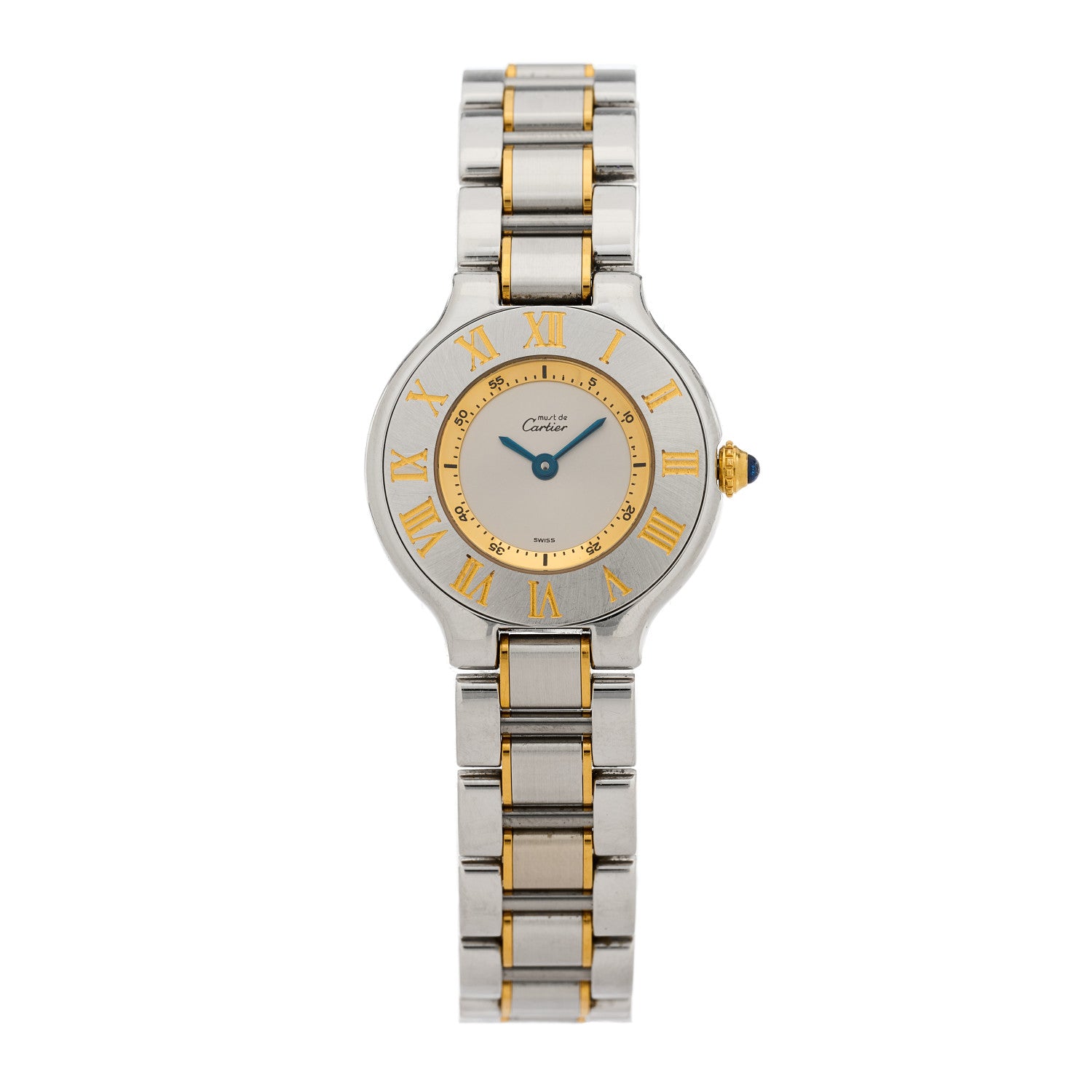 Cartier Stainless Steel 18K Yellow Gold 28mm Must De 21 Quartz Watch 1 of 4