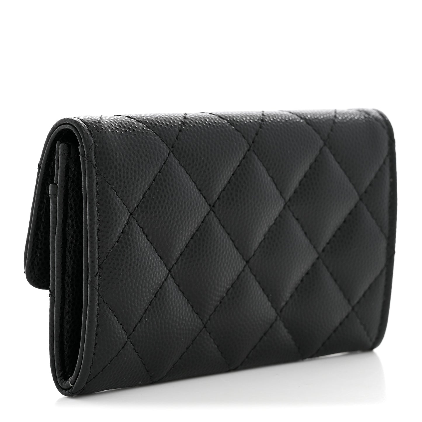 Caviar Quilted Coco Chanel Logo Flap Card Holder Black