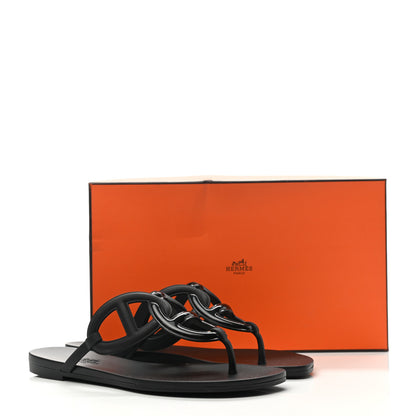 Hermes Rubber Womens Egerie Sandals 36 Black 9 of 9